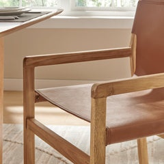 Sonora Chestnut Tan Leather Dining Chair - Ornate Home