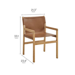 Sonora Chestnut Tan Leather Dining Chair - Ornate Home
