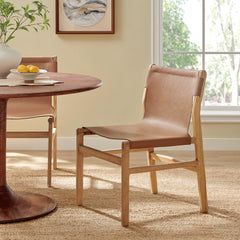 Sonora Chestnut Tan Leather Dining Side Chair - Ornate Home