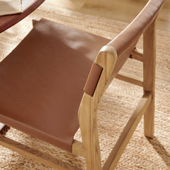 Sonora Chestnut Tan Leather Dining Side Chair - Ornate Home