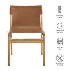 Sonora Chestnut Tan Leather Dining Side Chair - Ornate Home