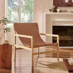 Sonora Chestnut Tan Leather Sling Chair - Ornate Home