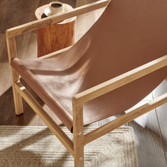 Sonora Chestnut Tan Leather Sling Chair - Ornate Home