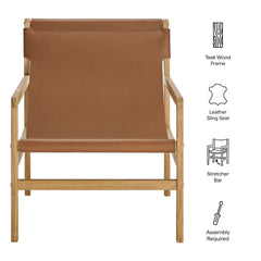 Sonora Chestnut Tan Leather Sling Chair - Ornate Home