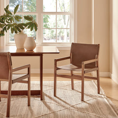 Sonora Nutmeg Brown Leather Dining Chair - Ornate Home