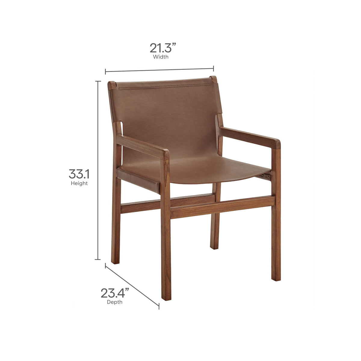 Sonora Nutmeg Brown Leather Dining Chair - Ornate Home