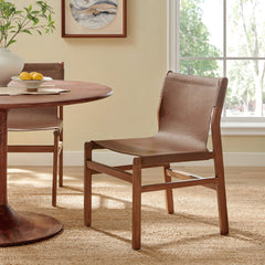 Sonora Nutmeg Brown Leather Dining Side Chair - Ornate Home