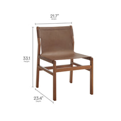 Sonora Nutmeg Brown Leather Dining Side Chair - Ornate Home