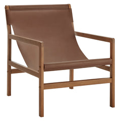 Sonora Nutmeg Brown Leather Sling Chair - Ornate Home