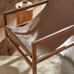 Sonora Nutmeg Brown Leather Sling Chair - Ornate Home