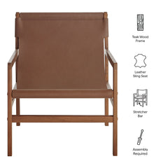 Sonora Nutmeg Brown Leather Sling Chair - Ornate Home