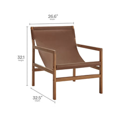 Sonora Nutmeg Brown Leather Sling Chair - Ornate Home
