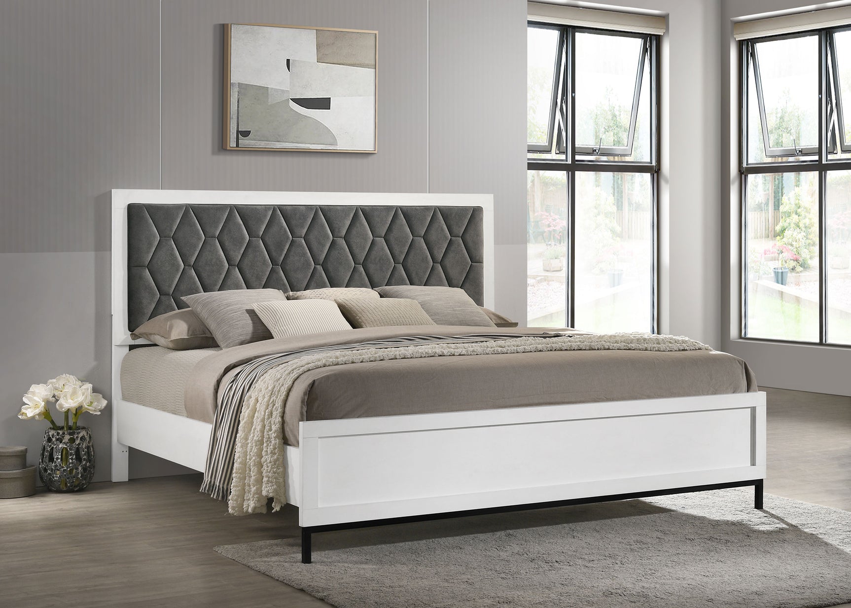 Sonora White Eastern King Panel Bed - Ornate Home