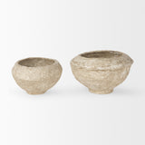 Sonu Beige Paper Mache Half-Pot Bowls (Set of 2) - Ornate Home