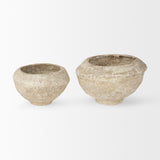 Sonu Beige Paper Mache Half-Pot Bowls (Set of 2) - Ornate Home