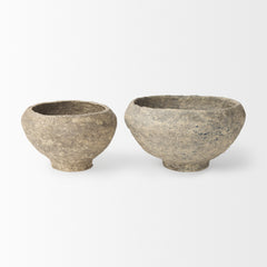 Sonu Gray Paper Mache Half-Pot Bowls (Set of 2) - Ornate Home