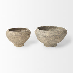 Sonu Gray Paper Mache Half-Pot Bowls (Set of 2) - Ornate Home