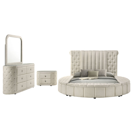 Sonya Ivory 4-piece Upholstered Eastern King Bedroom Set - Ornate Home
