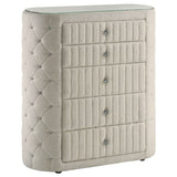 Sonya Ivory 5-drawer Upholstered Bedroom Chest of Drawers - Ornate Home