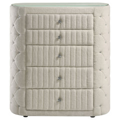 Sonya Ivory 5-drawer Upholstered Bedroom Chest of Drawers - Ornate Home