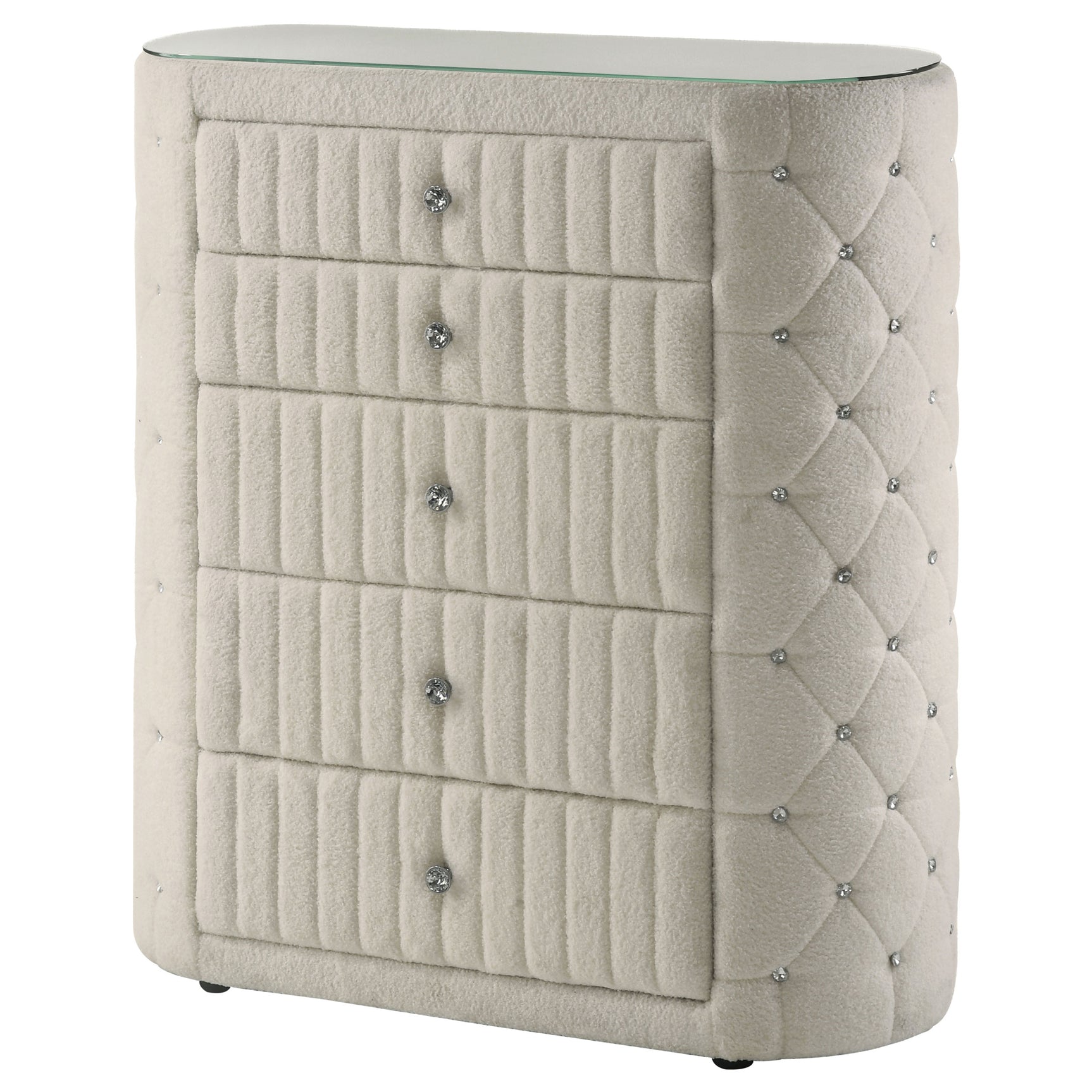 Sonya Ivory 5-drawer Upholstered Bedroom Chest of Drawers - Ornate Home