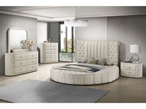Sonya Ivory 5-piece Upholstered Eastern King Bedroom Set - Ornate Home
