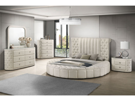 Sonya Ivory 5-piece Upholstered Eastern King Bedroom Set - Ornate Home