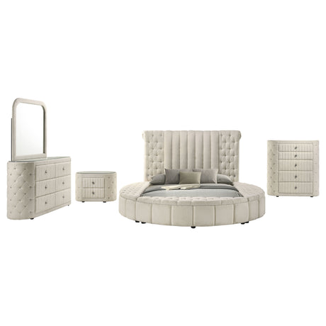 Sonya Ivory 5-piece Upholstered Eastern King Bedroom Set - Ornate Home