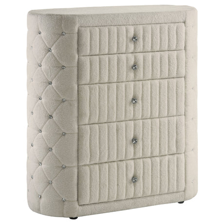 Sonya Ivory 5-piece Upholstered Eastern King Bedroom Set - Ornate Home