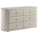 Sonya Ivory 6-drawer Upholstered Bedroom Dresser - Ornate Home