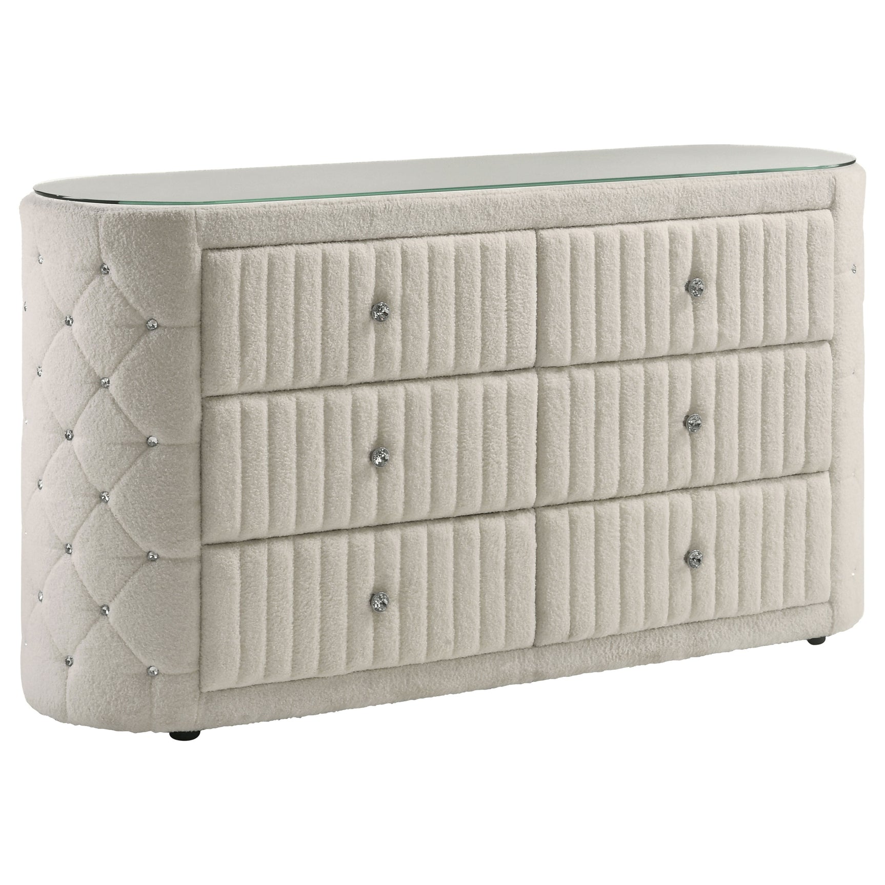 Sonya Ivory 6-drawer Upholstered Bedroom Dresser - Ornate Home