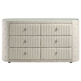 Sonya Ivory 6-drawer Upholstered Bedroom Dresser - Ornate Home