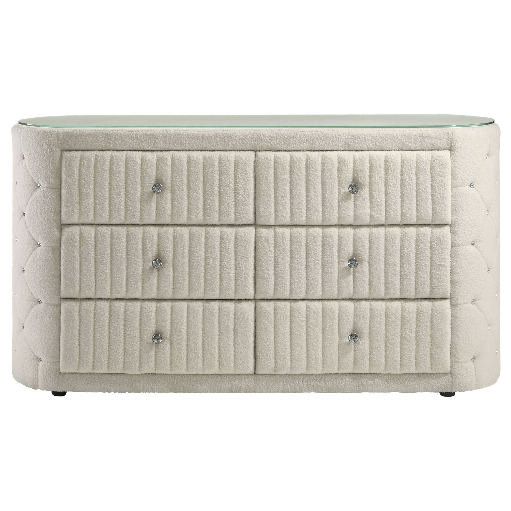 Sonya Ivory 6-drawer Upholstered Bedroom Dresser - Ornate Home