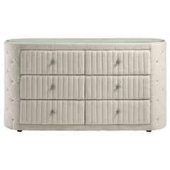 Sonya Ivory 6-drawer Upholstered Bedroom Dresser - Ornate Home