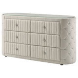 Sonya Ivory 6-drawer Upholstered Bedroom Dresser - Ornate Home