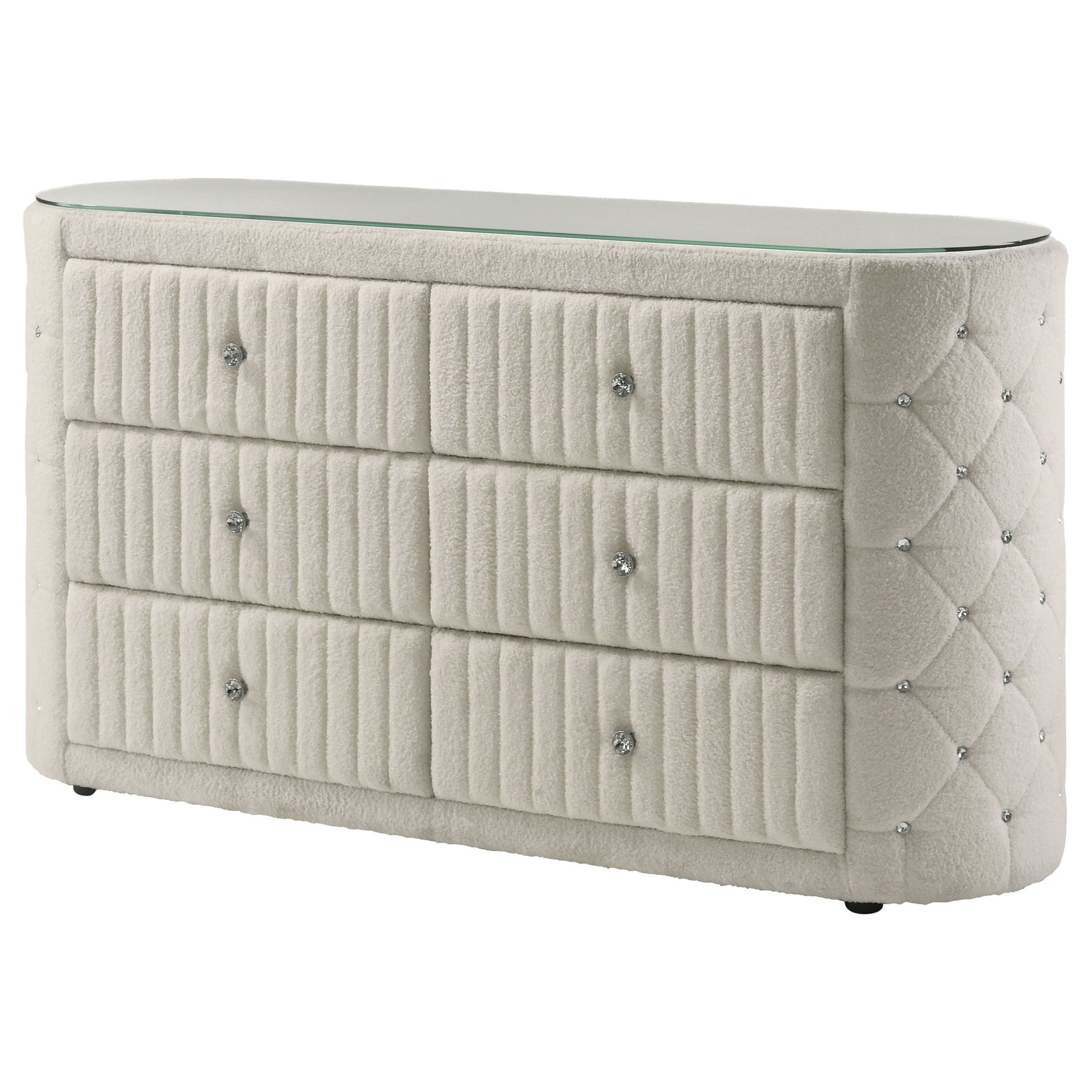 Sonya Ivory 6-drawer Upholstered Bedroom Dresser - Ornate Home