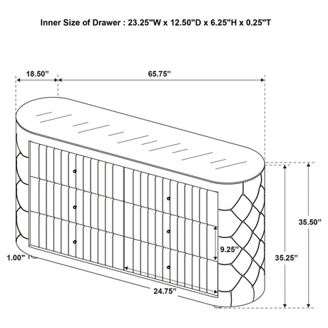 Sonya Ivory 6-drawer Upholstered Bedroom Dresser - Ornate Home