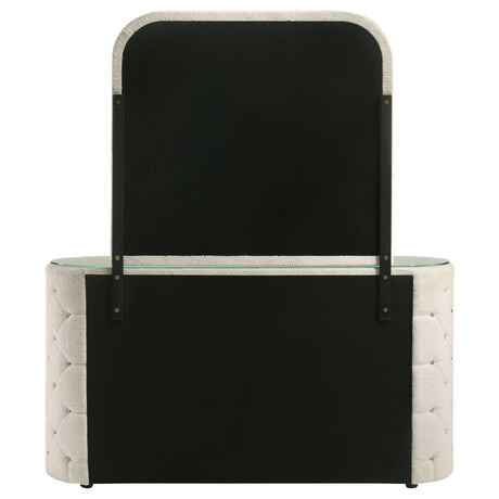 Sonya Ivory 6-drawer Upholstered Bedroom Dresser with Mirror - Ornate Home