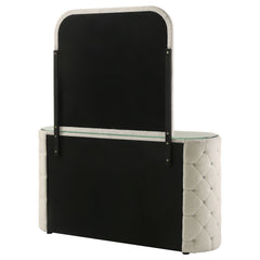 Sonya Ivory 6-drawer Upholstered Bedroom Dresser with Mirror - Ornate Home