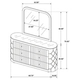 Sonya Ivory 6-drawer Upholstered Bedroom Dresser with Mirror - Ornate Home