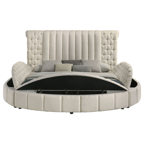 Sonya Ivory Eastern King Storage Bed Boucle - Ornate Home