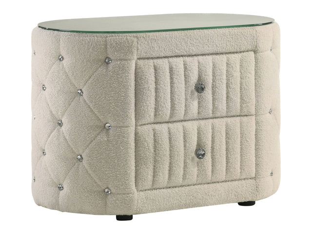 Sonya Ivory Nightstand Boucle - Ornate Home