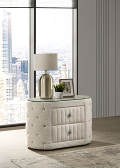 Sonya Ivory Nightstand Boucle - Ornate Home