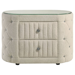 Sonya Ivory Nightstand Boucle - Ornate Home