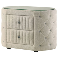 Sonya Ivory Nightstand Boucle - Ornate Home