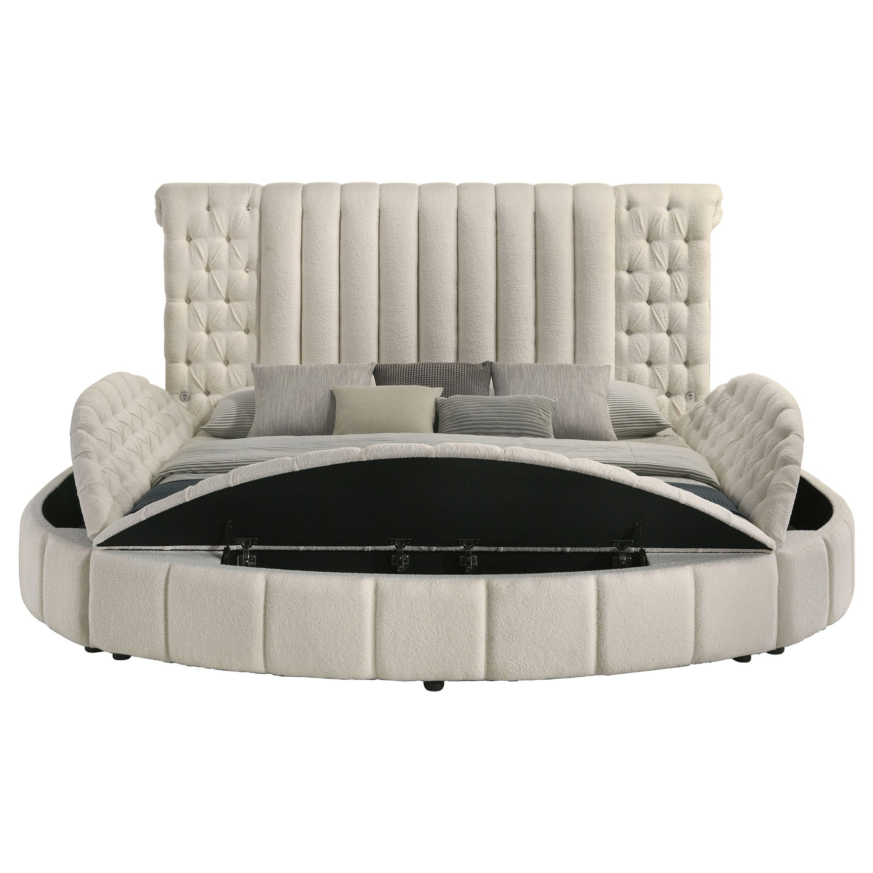 Sonya Ivory Queen Storage Bed Boucle - Ornate Home