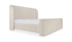 Sophia Cream Chenille King Storage Bed - Ornate Home