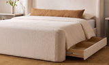 Sophia Cream Chenille Queen Storage Bed - Ornate Home