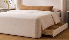 Sophia Cream Chenille Queen Storage Bed - Ornate Home
