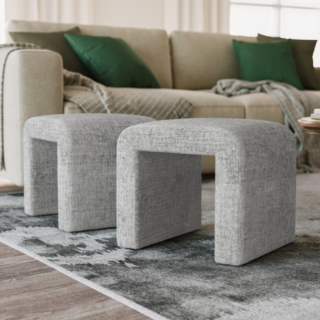 Sophia Grey Petite Bench (Set of 2) - Ornate Home